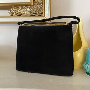 1950s black Suede Handbag